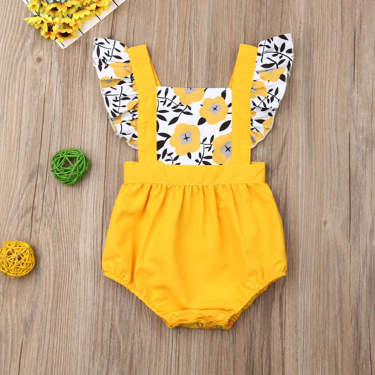 sunflower baby romper