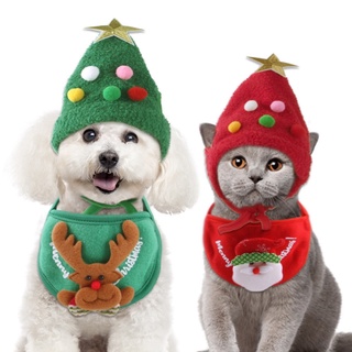 Free Shipping COD✎✁☁Christmas Pet Hat Cute Antlers Saliva Towel for Dog Cat Headgear Dress Up Suppli