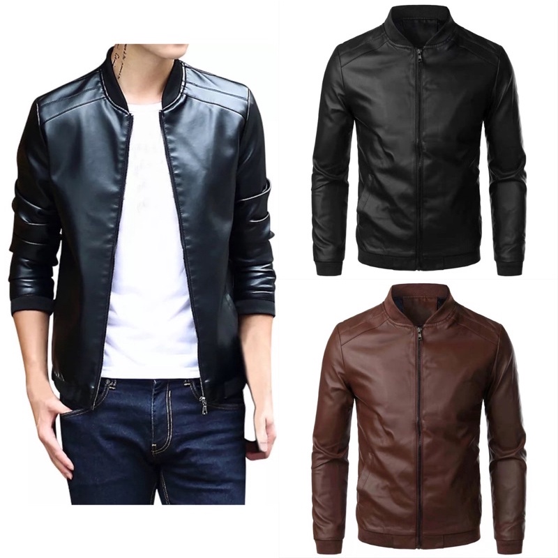 NP Men's Leather Jacket Collar PU Leather Motorcycle Jacket Suit ...