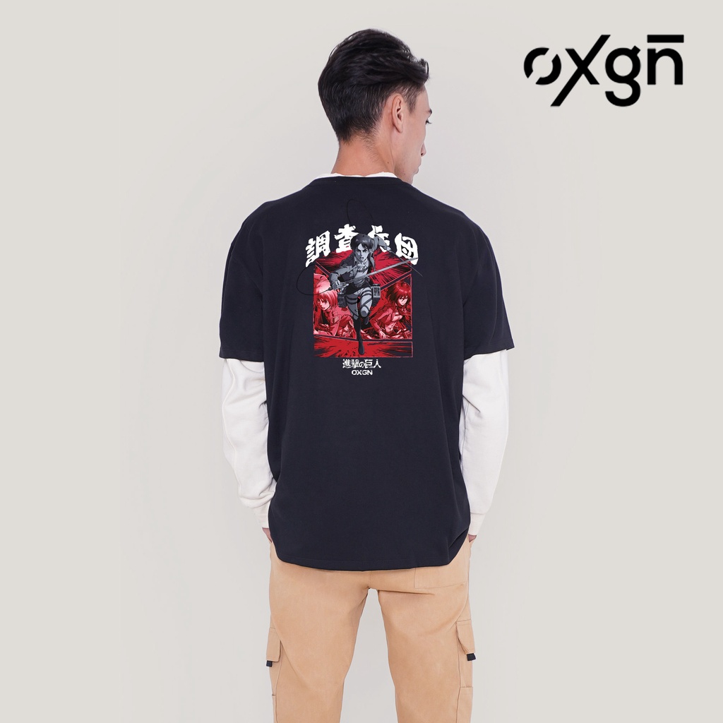 OXGN Attack on Titan Eren, Armin and Mikasa Easy Fit Graphic T-Shirt For Men (Black) #6