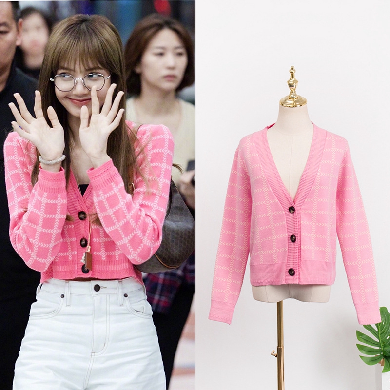 pink plaid cardigan