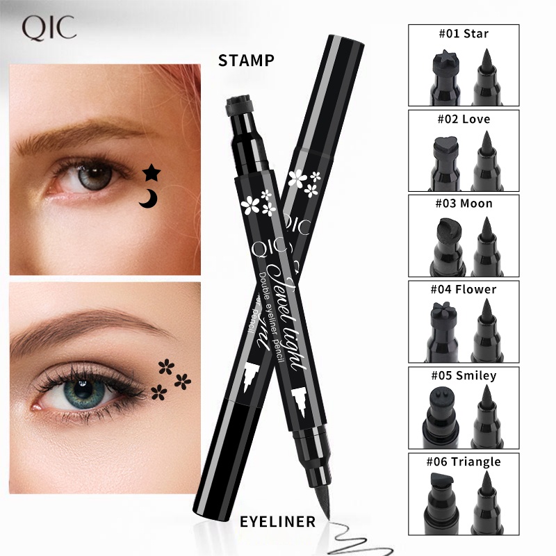 Qic Star Moon Heart Seal Eye Liner Set Makeup Eyeliner Stamp Double Headed Waterproof Template 