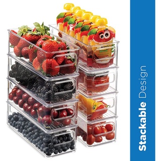 1 Pcs Refrigerator Organizer Bins, Clear Stackable Plastic Food Storage Rack with Handles for Pantry, Kitchen #5