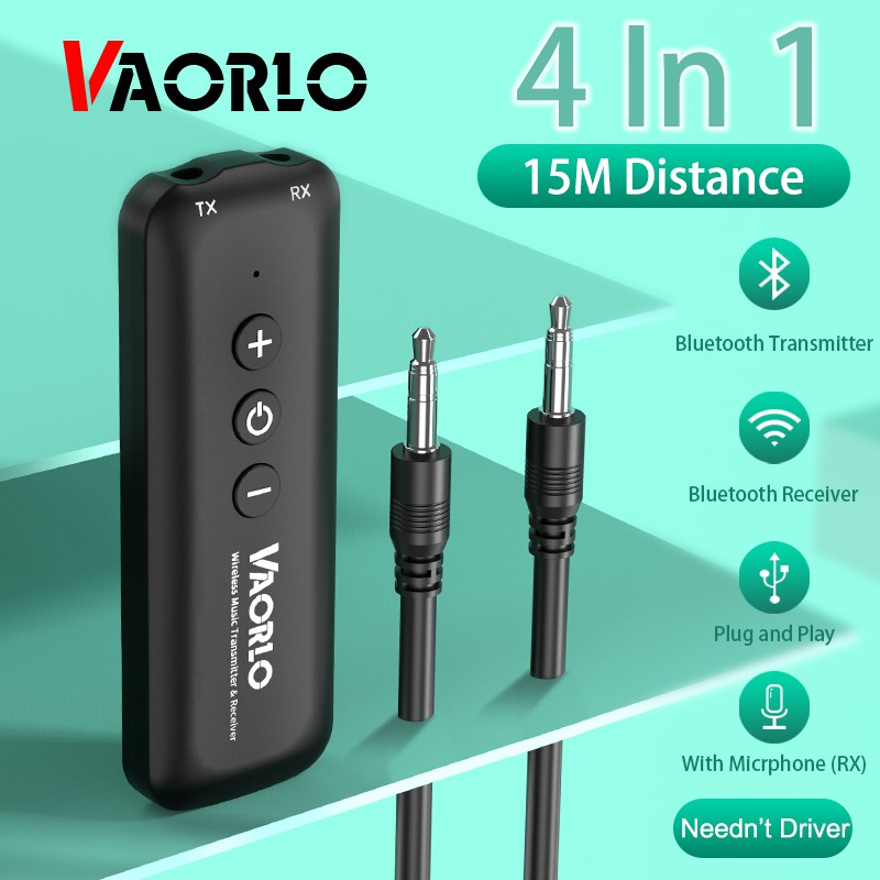 VAORLO Bluetooth 5.0 Adapter With Microphone 2 In 1 Transmitter and