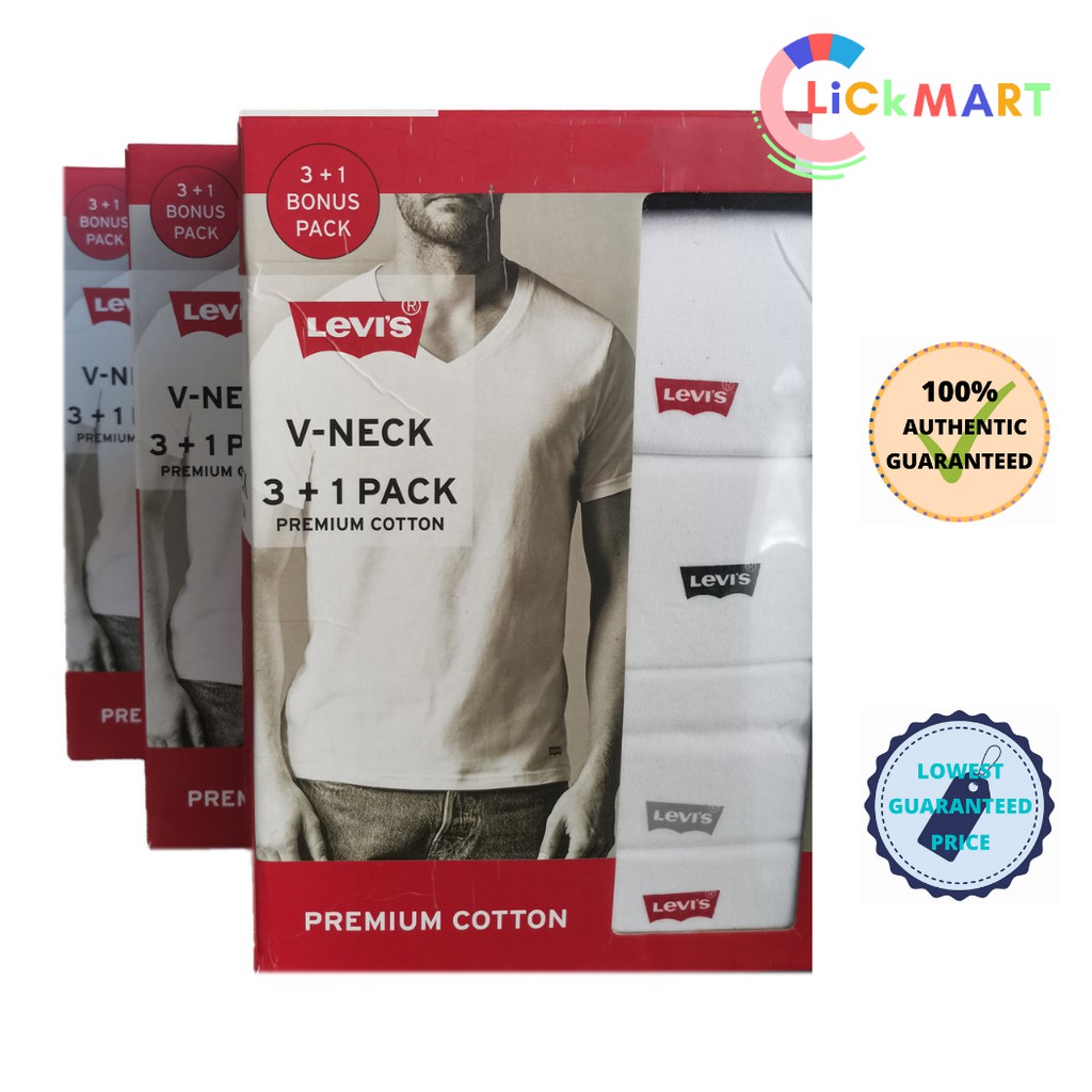 Authentic Levis V Neck T Shirt 3+1 pack | Shopee Philippines