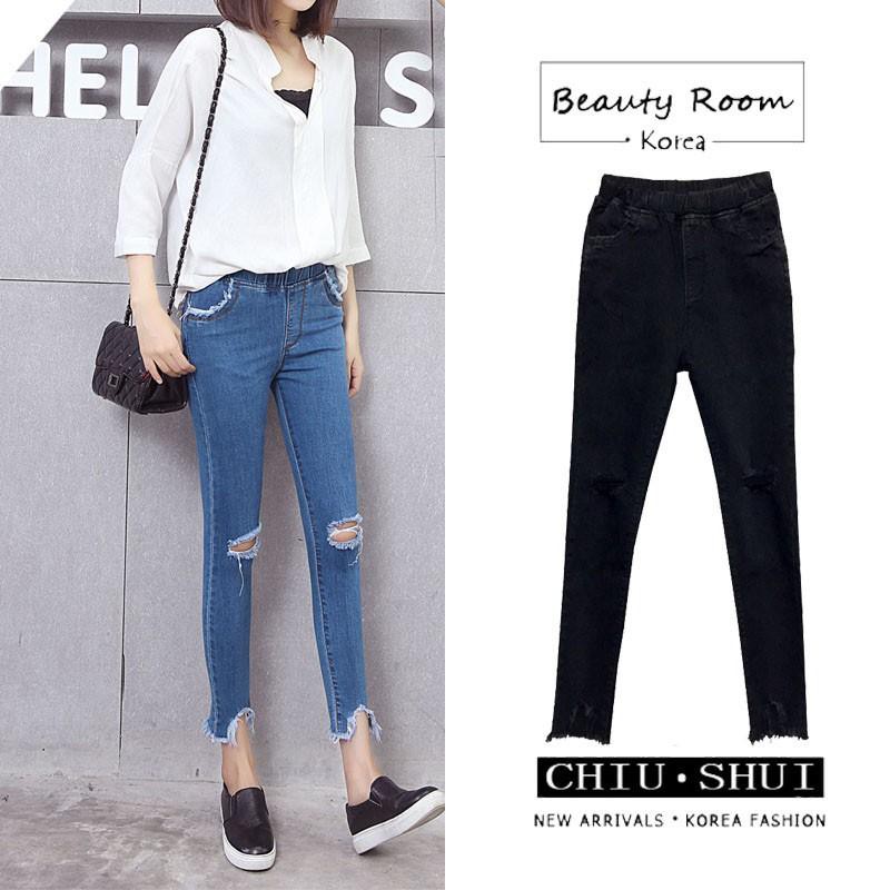 high wasted black ripped jeans