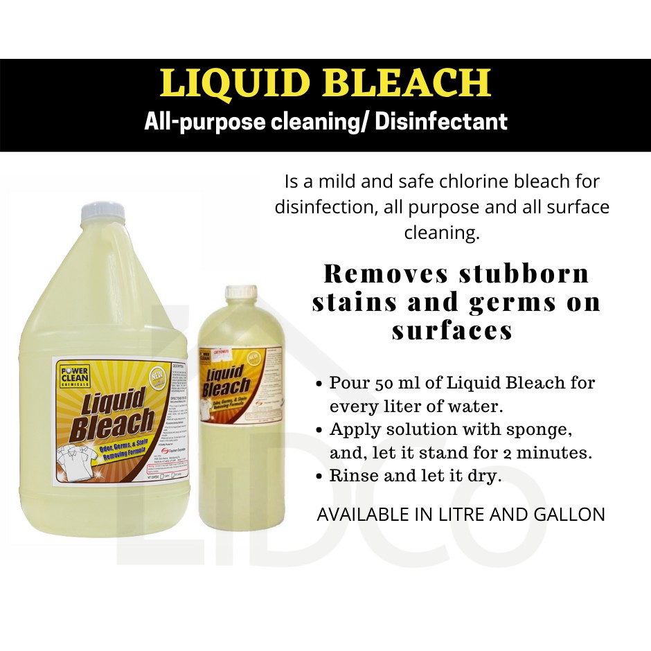 Powerclean LIQUID BLEACH (for whites) Gallon size Shopee Philippines
