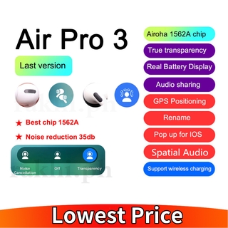 Airoha 1562A 100% ANC Spatial Audio Share Audio Air Pods Pro with -35DB Real Active Noise Cancellation Real Transparency Noise Cancelling Light Sensor Change Name and Tracking Support IOS