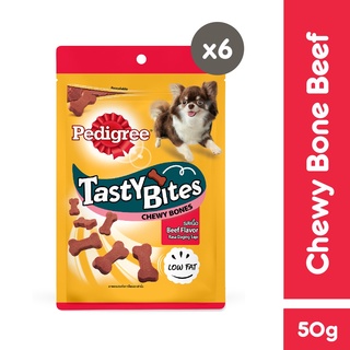 （hot）PEDIGREE Tasty Bites Chewy Bones Treats for Dogs – Dog Treats in Beef Flavor (6-Pack), 50g.