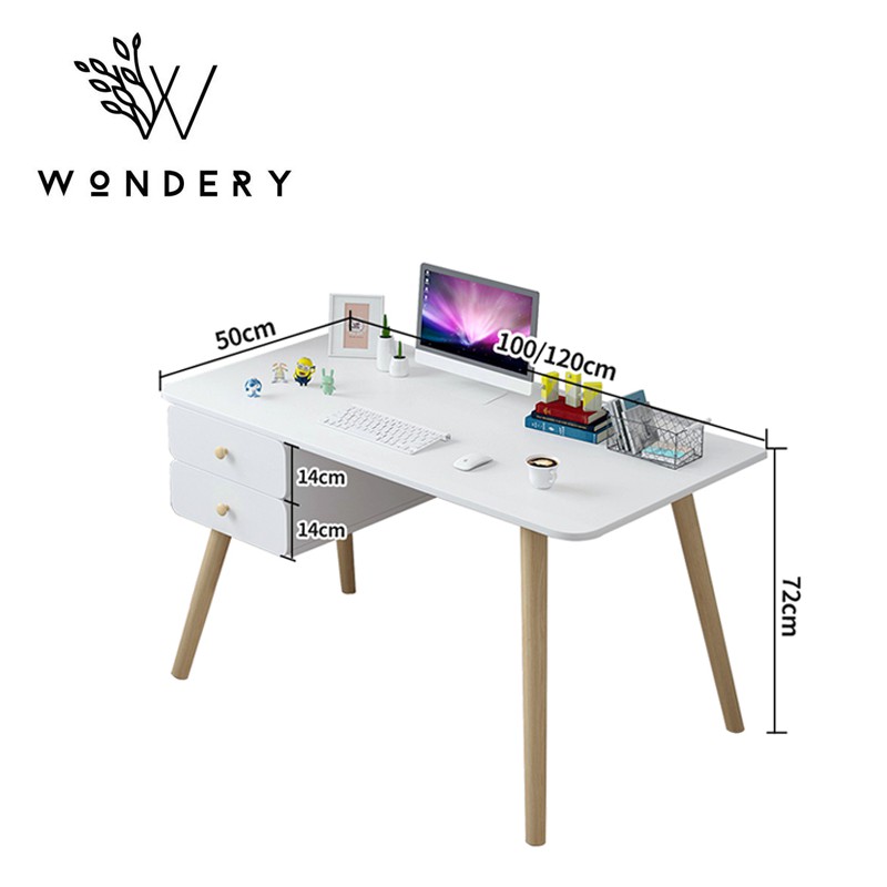 White Stylish Wooden Laptop Table with 2 or no Drawers 