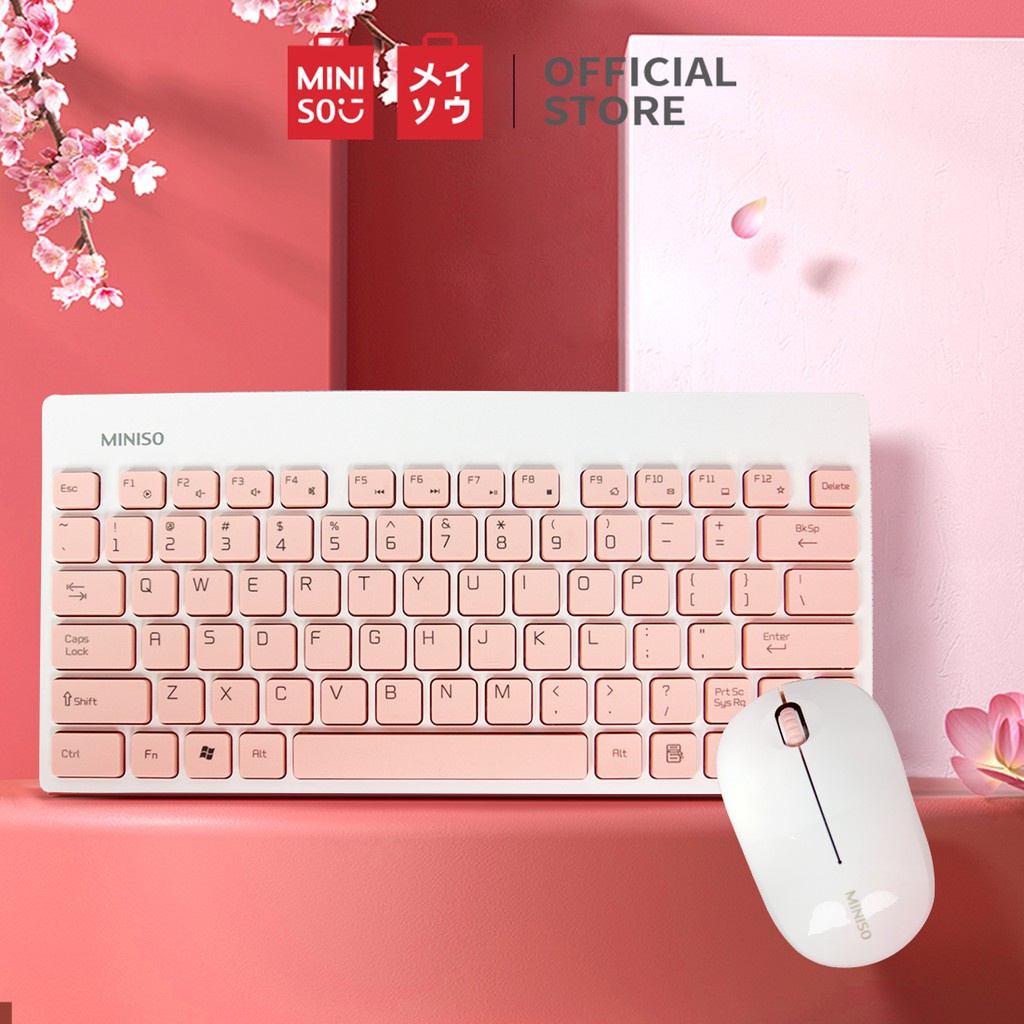 Miniso Wireless Keyboard Mouse Set Pink and Wireless Mouse Keyboard Set