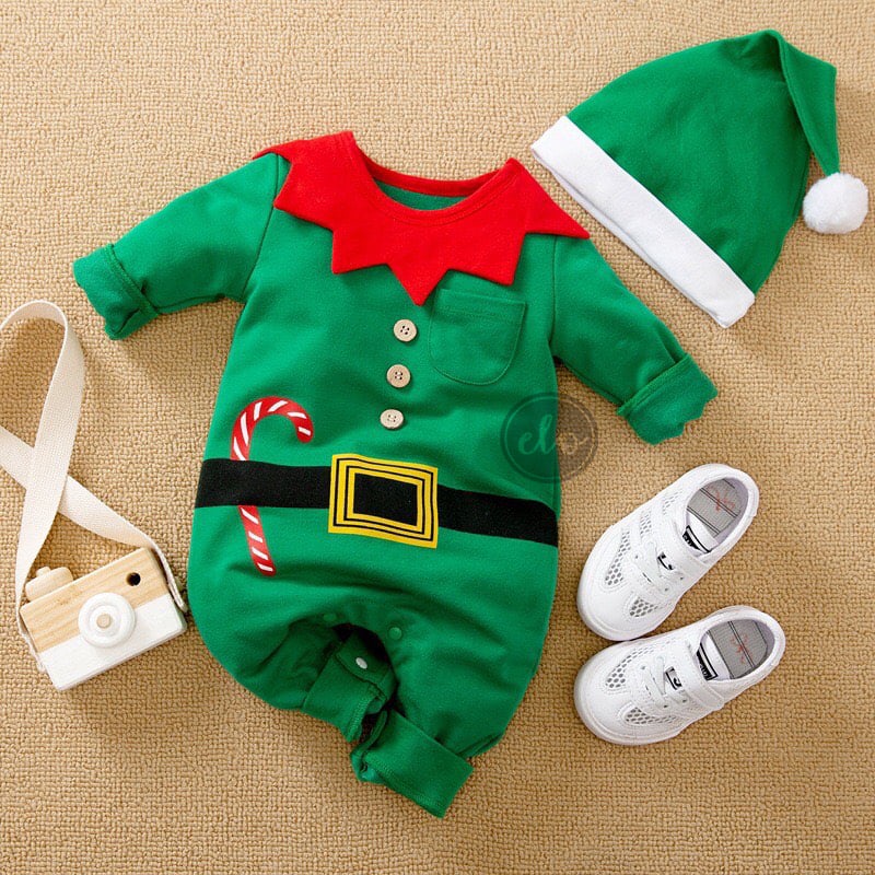 Newborn Christmas Costumes for Baby Elf Costume or Santa Costume with Hat Reindeer Costume