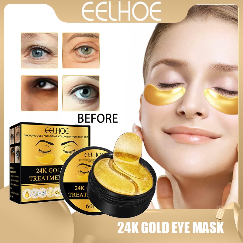 EELHOE 24k Gold Eye Mask Patch Moisturizing Brightening Firming Light ...