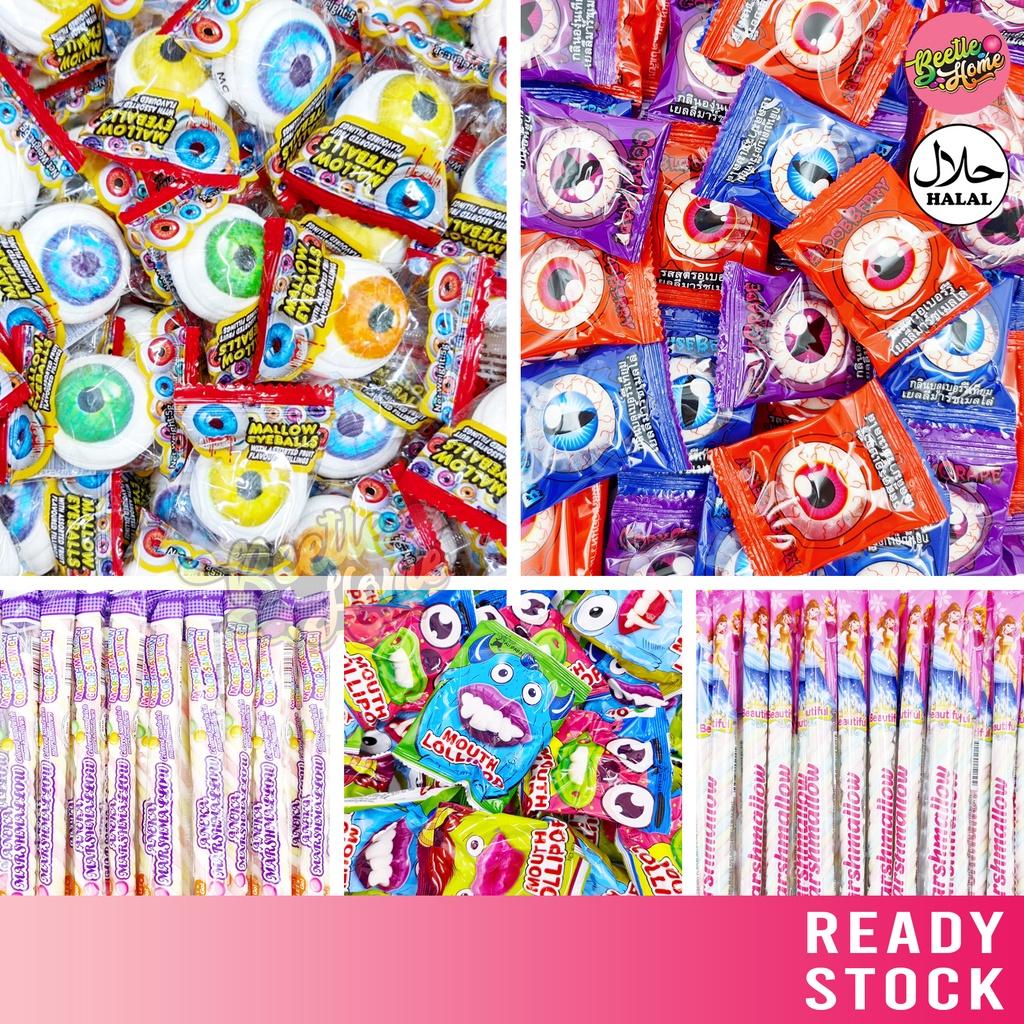 Small Pack Candy Eyeball Marshmallow Lollipop Chocolate Monster Gula