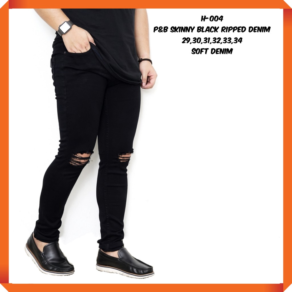 mens slim fit black ripped jeans