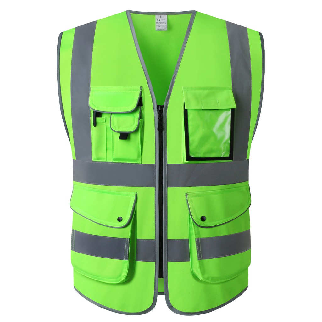 Lime Green Safety Vest Reflective With Pockets and Zipper Engineer ...