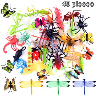 KUUQA 49 PCS Plastic Insect Toys Bugs Figure Toys Assorted Lifelike ...