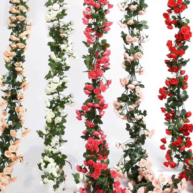 69 Heads 180CM Rose Artificial Flowers String Garland Wedding Birthday ...