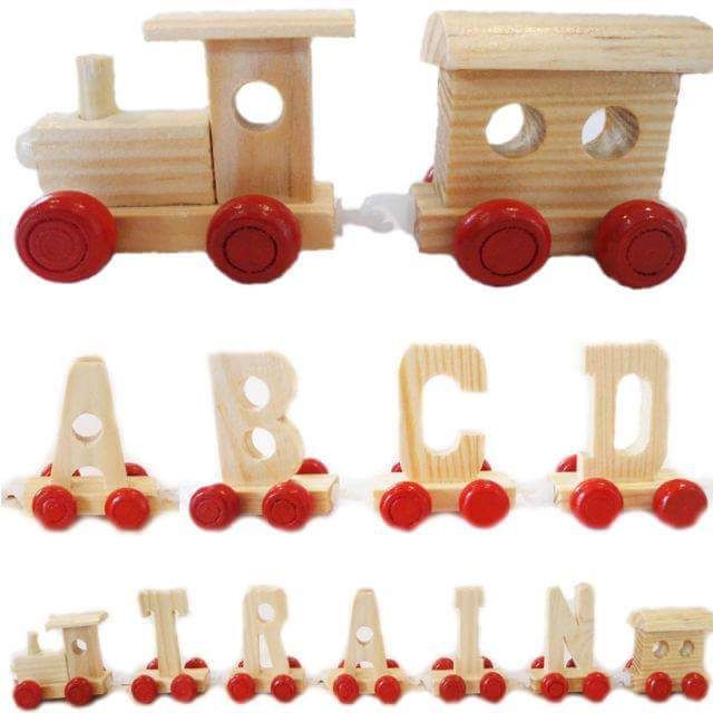 wooden letter train