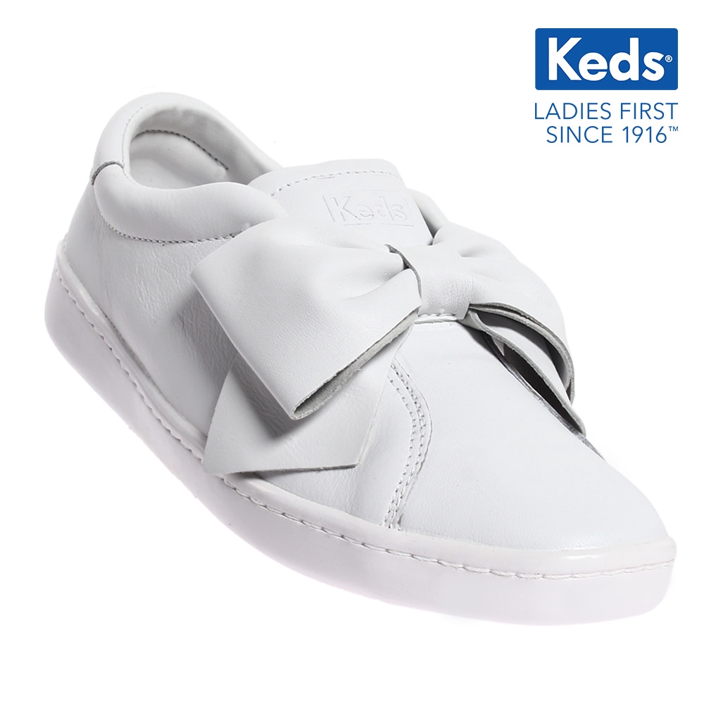 keds white leather slip on