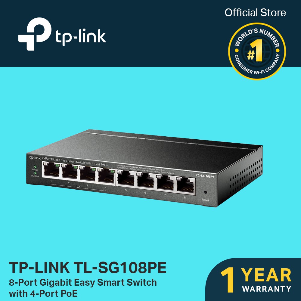 TP-Link TL-SG108PE 8-Port Gigabit Easy Smart Switch With 4-Port PoE ...