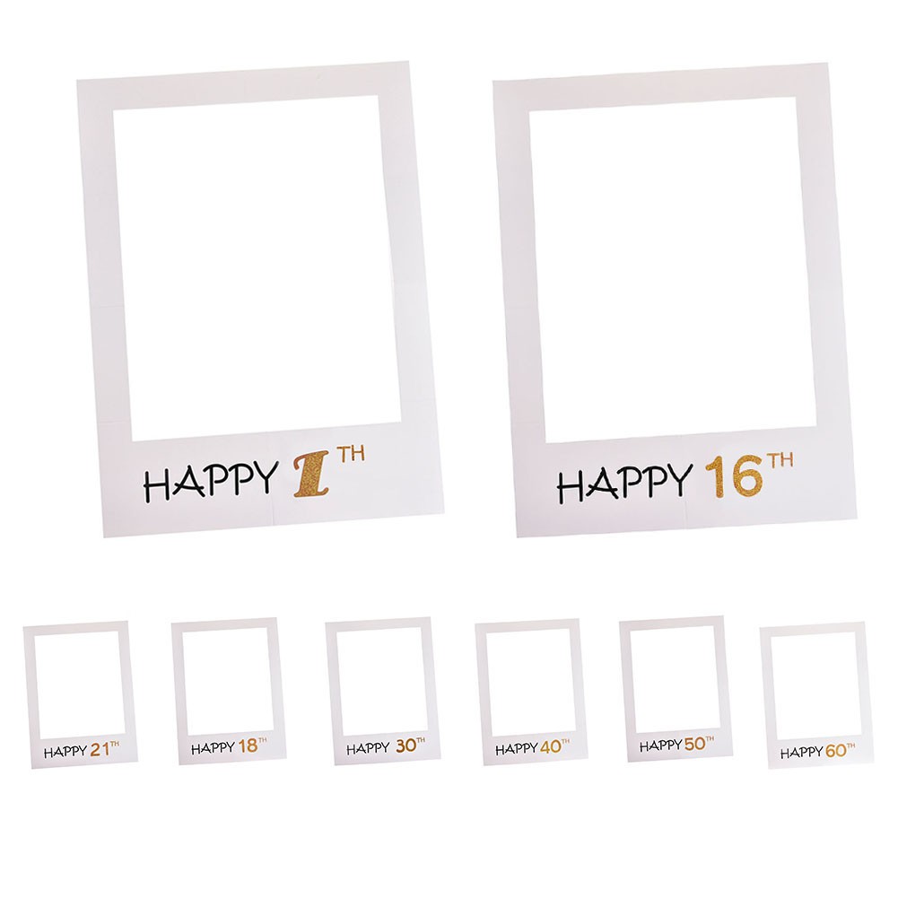 18/30/40/50/60th Happy Birthday Party Paper Frame Anniversary Photo Booth Props 