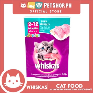 Free Shipping COD▼12pcs Whiskas Junior Tuna 2-12mo's Pouch Wet Cat Food 80g #2