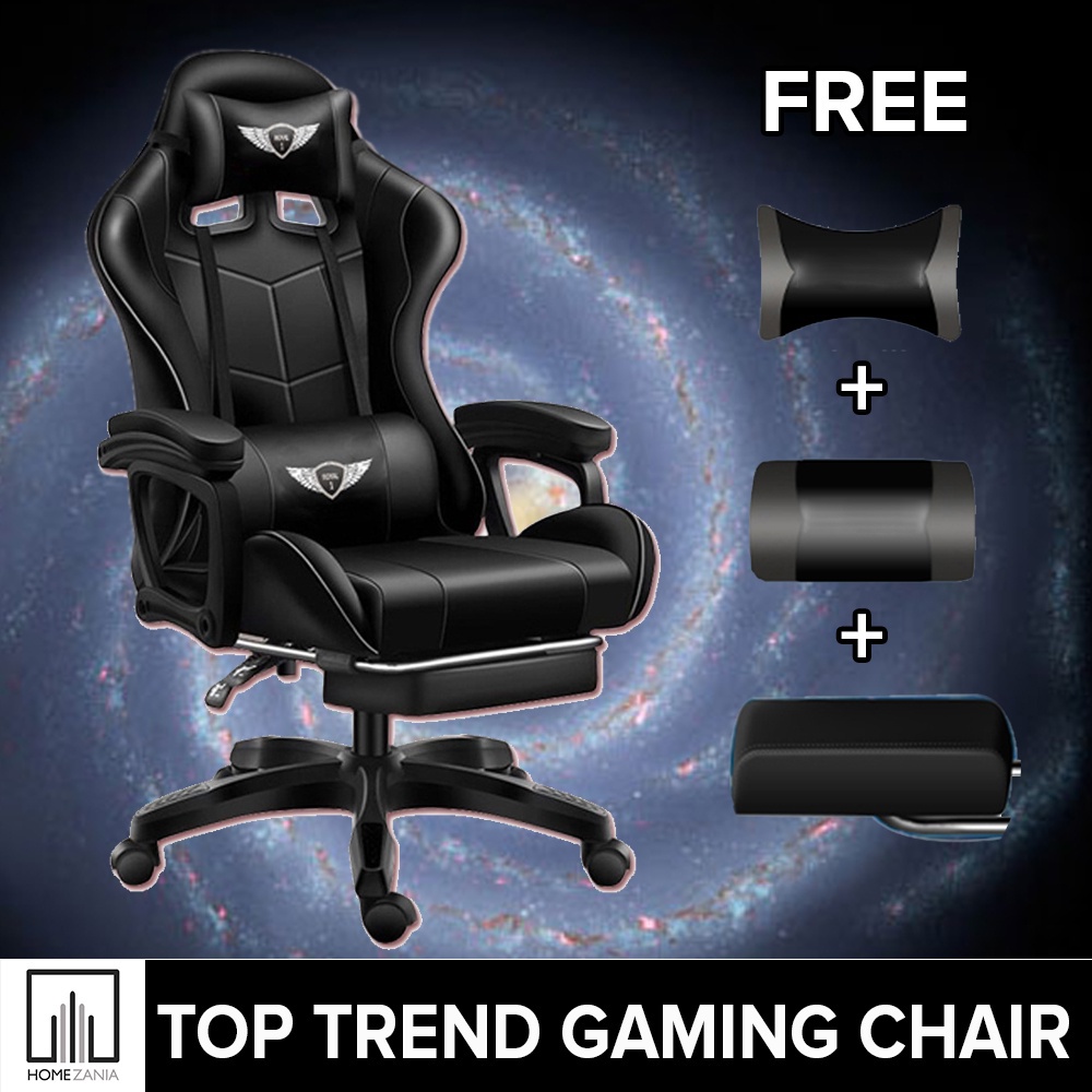 Gaming chair with foot rest Home Zania Leather Gaming Chair With