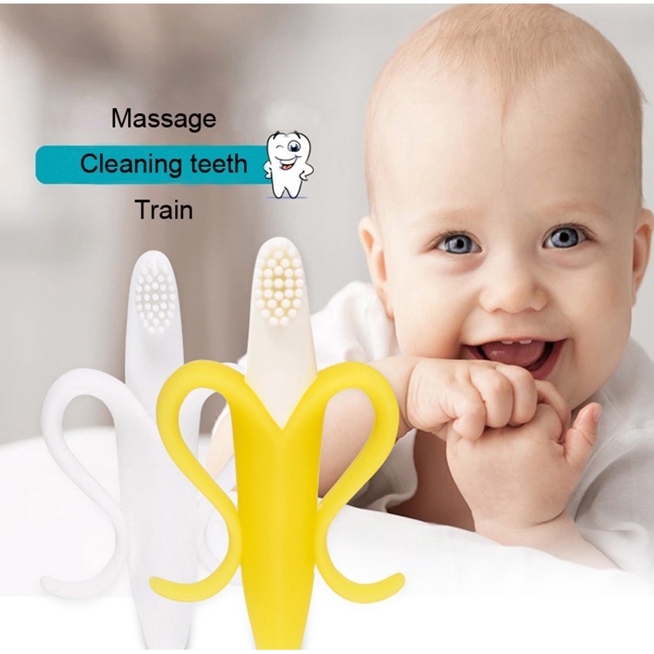 Safe Baby Teether Toys Toddle BPA Free Banana Teething Ring Silicone