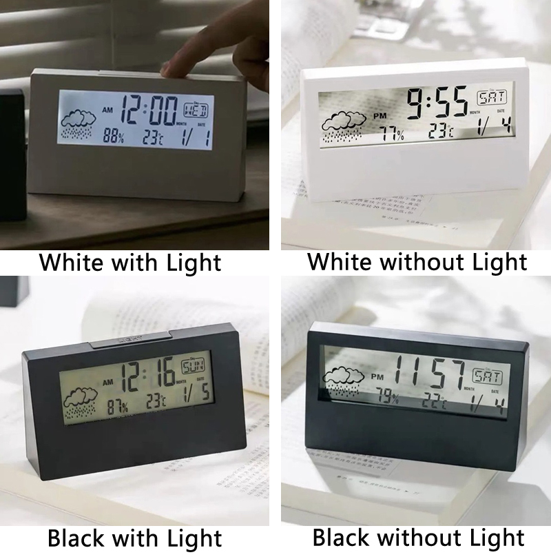 Japanese Simple Multifunctional Weather Digital Electronic Clock with Light  Student Silent Transparent Small Alarm Clock | Shopee Philippines
