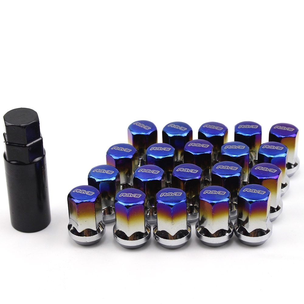 RAYS 32mm Burnt Blue Car Stainless Steel Wheel Lug Nuts M12x1.5/1.25