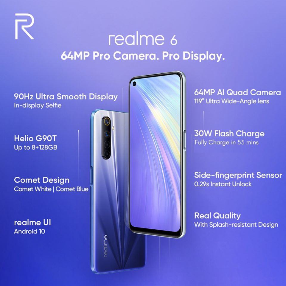 Brand New Realme 6 Comet Blue 6.5" 128GB 8GB 64MP Unlocked ...