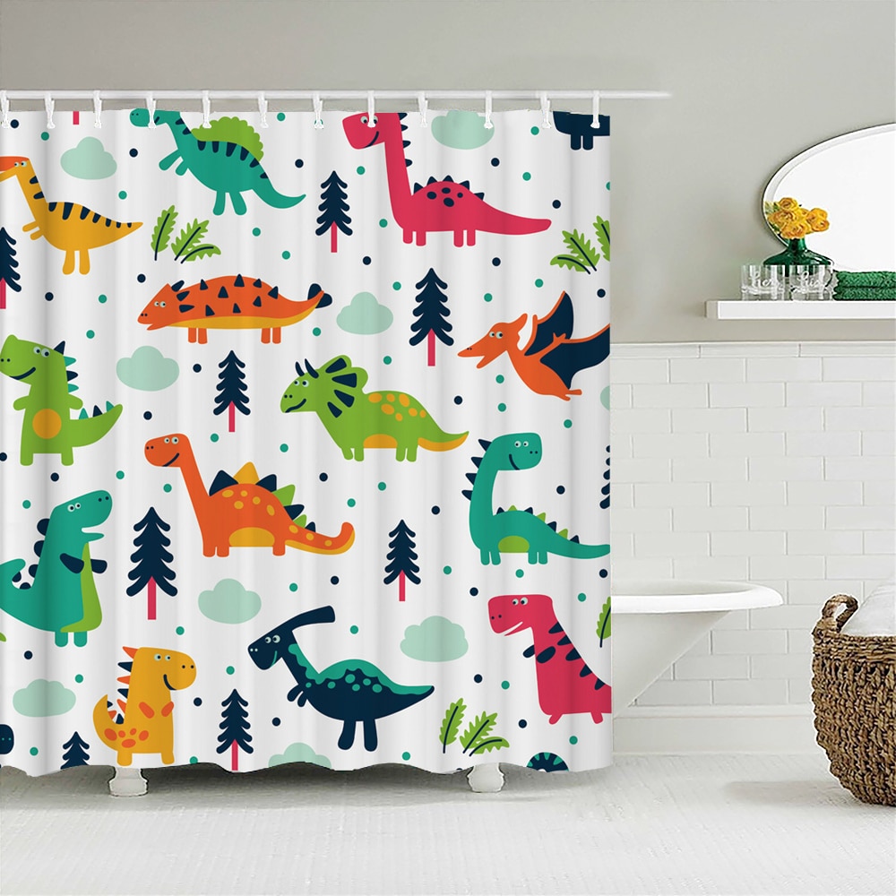 Cartoon Dinosaur Shower Curtain Bath Screen Kids Bathroom Curtains Waterproof Polyester Home Shopee Philippines