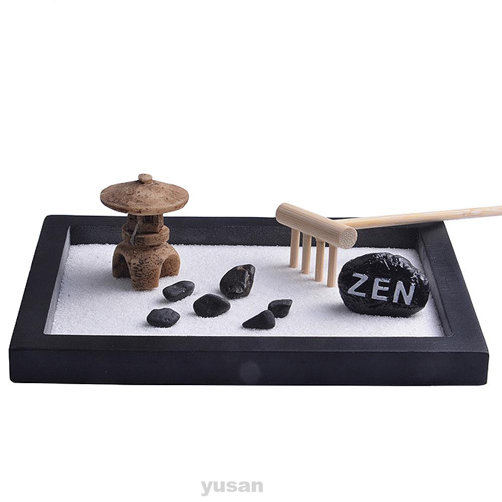 Mini Zen Garden Sand Set Tabletop Decoration Meditation Rake Sand Rock Shopee Philippines