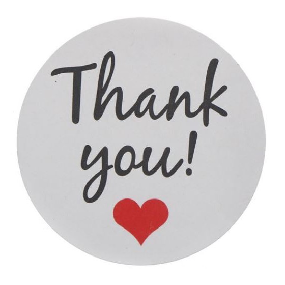 12 pcs per sheet round white thank you sticker shopee