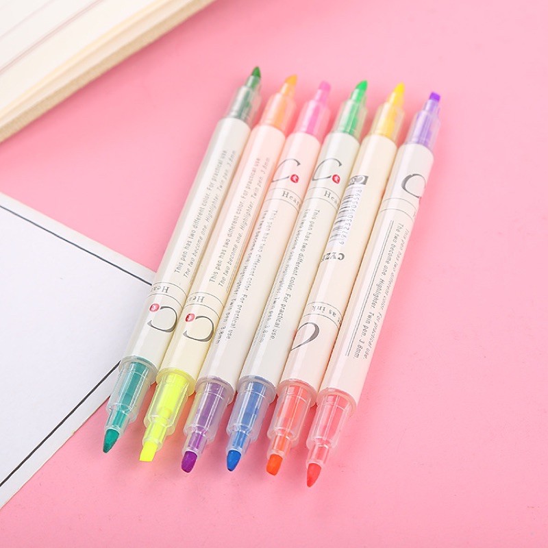 6 in 1 Double head Highlighter Pen Shopee Philippines