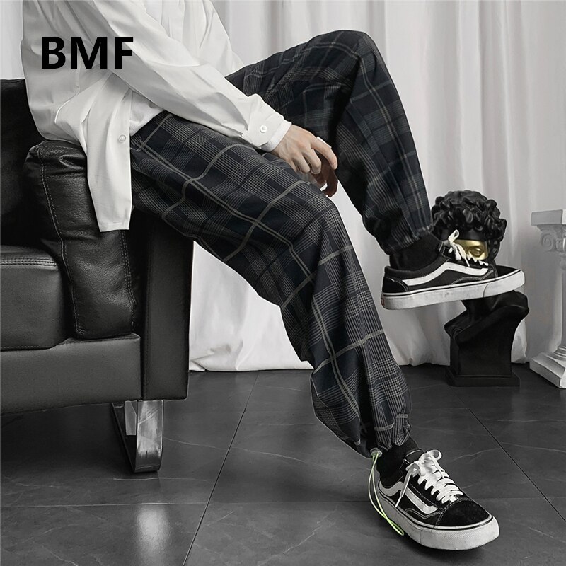 Korean Style Loose Fashion Casual Plus Size Plaid Pants Hip Hop Couple  Joggers Men Clothing | Shopee Philippines