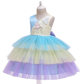 LOVI BABY New Style Unique Design Children's Clothing Color Matching Cake Princess Dress Middle Small Children Bow Performance Costume #5