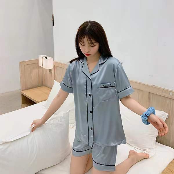 MeTOo 2022 NEW Korean silk lace side plain short sleepwear/pajama terno ...