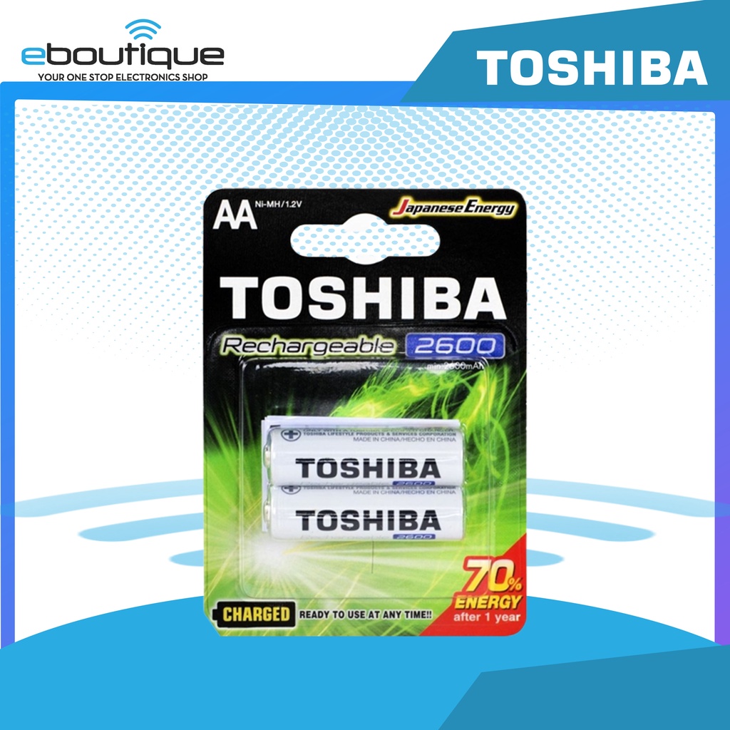 Toshiba NiMh 1000mAh Heavy Duty Rechargeable Battery AA 2 Pcs