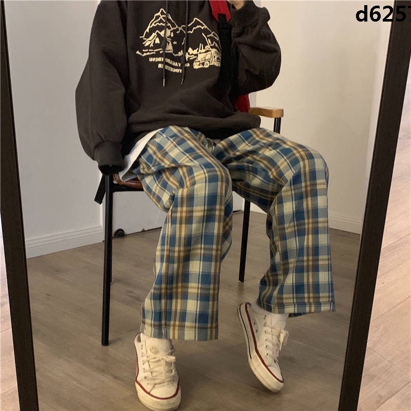 plaid wide leg pants