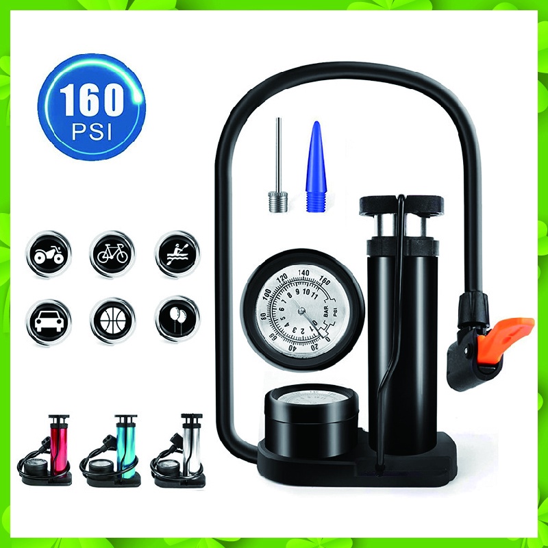 Mini Bike Air Pump With Gauge 160PSI Pump Foot Pump For Bike/Motorcycle