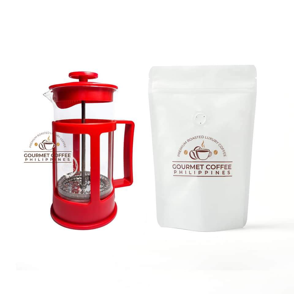 COFFEE BUNDLE - French Press 350ml & 100g Coffee Ground - 12 Flavor