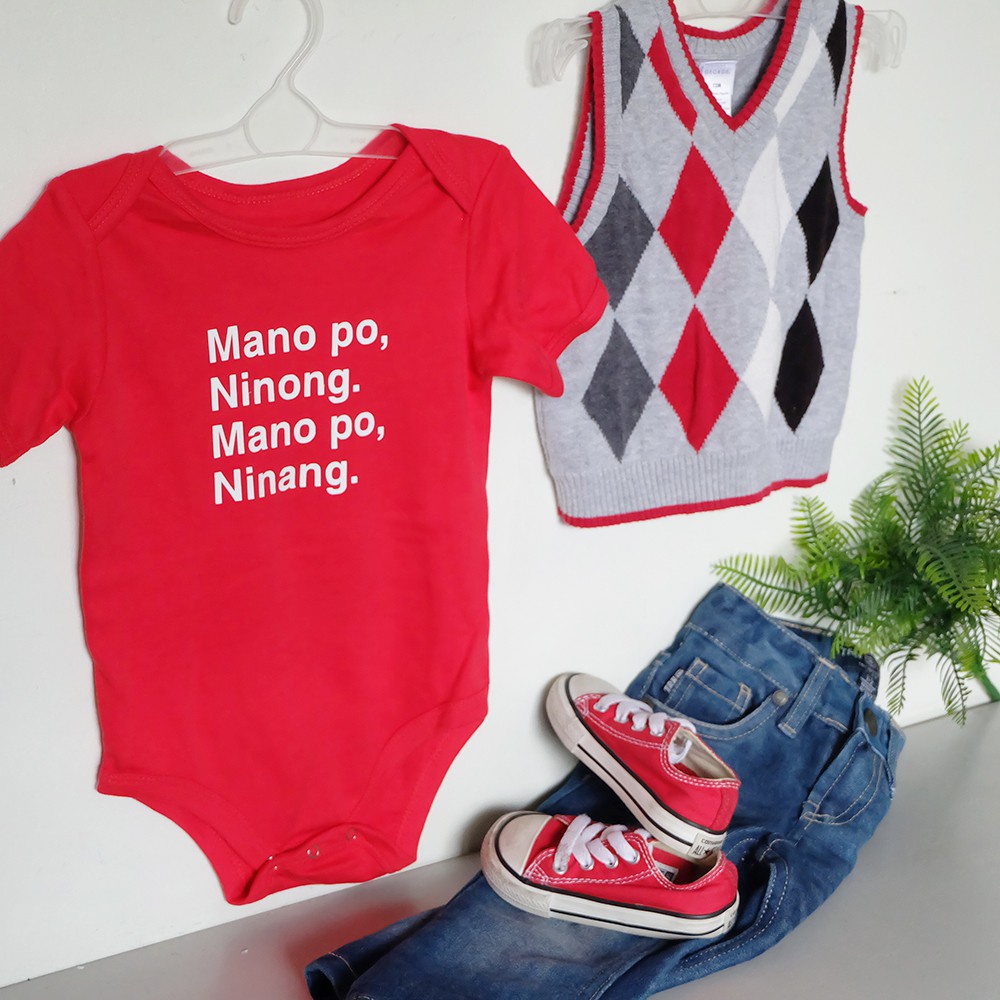 sfasf monthly milestone for baby girl sfasf ANIYA CLOTHING Mano Po Ninong Ninang Baby Onesie Unisex