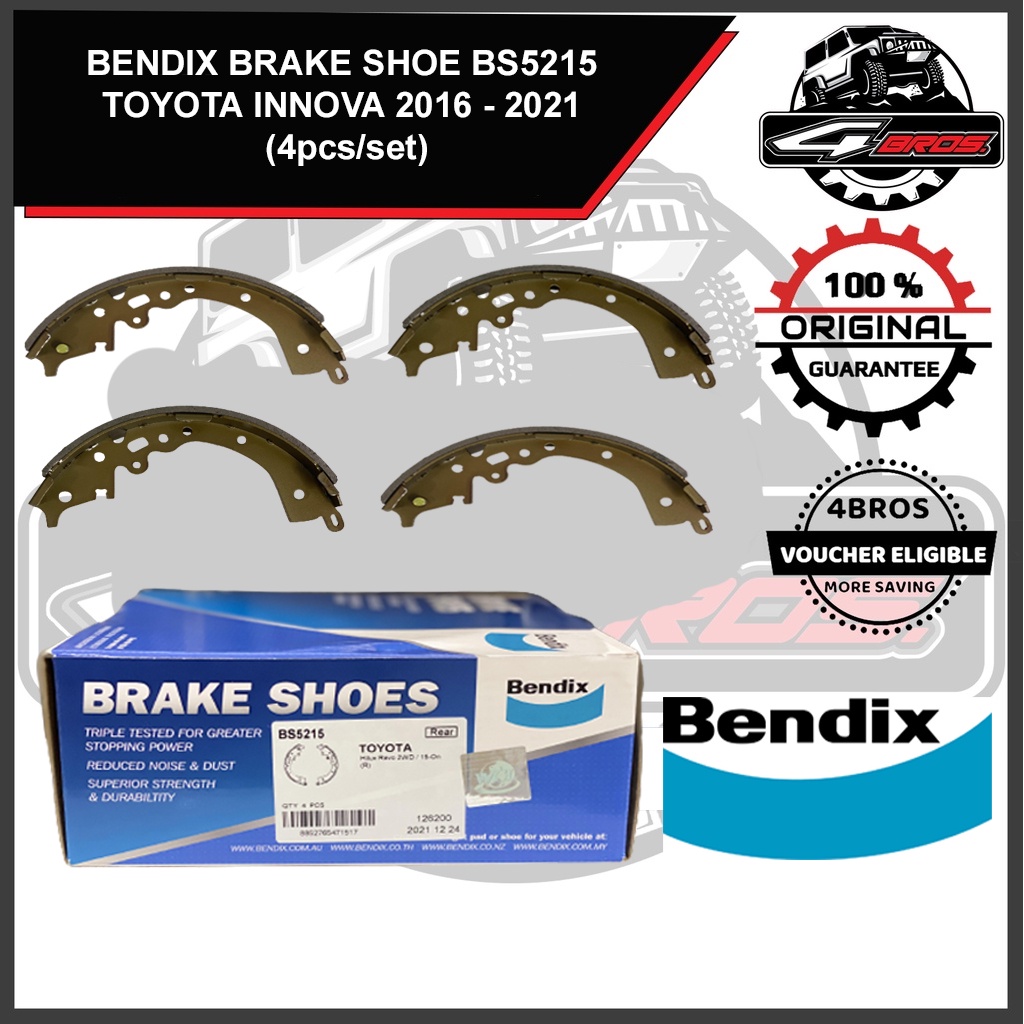 BENDIX Brake shoe for TOYOTA INNOVA 2016 to 2021 (BS 5215) | Shopee ...