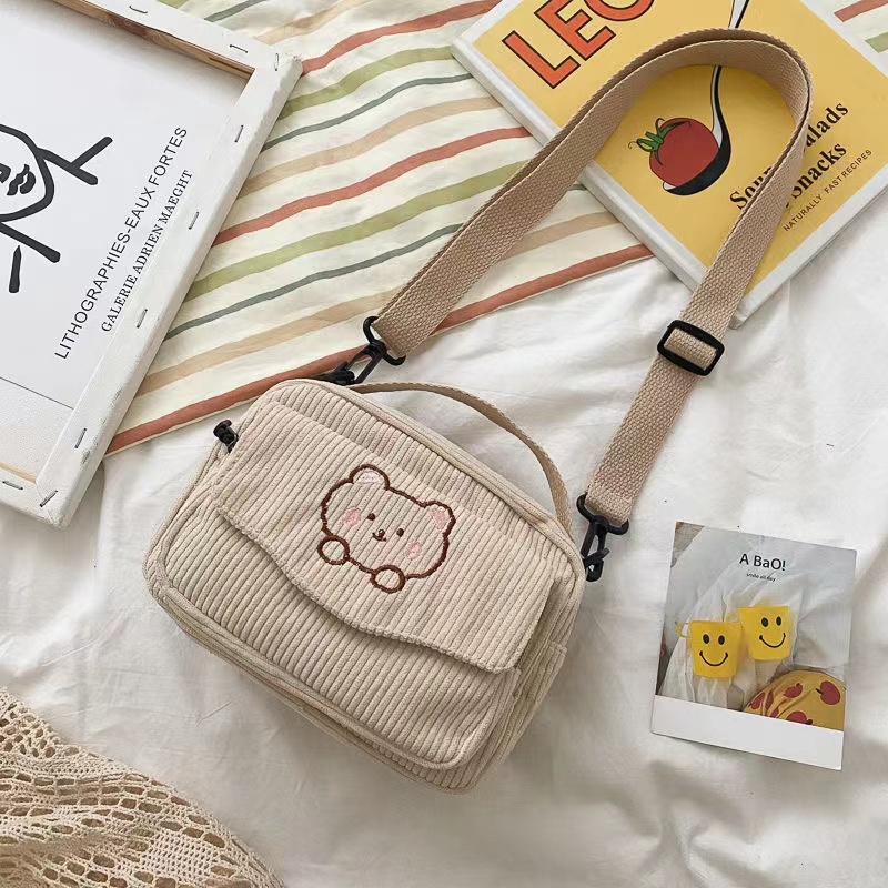 Cute small bag female retro corduroy small square bag ins super fire