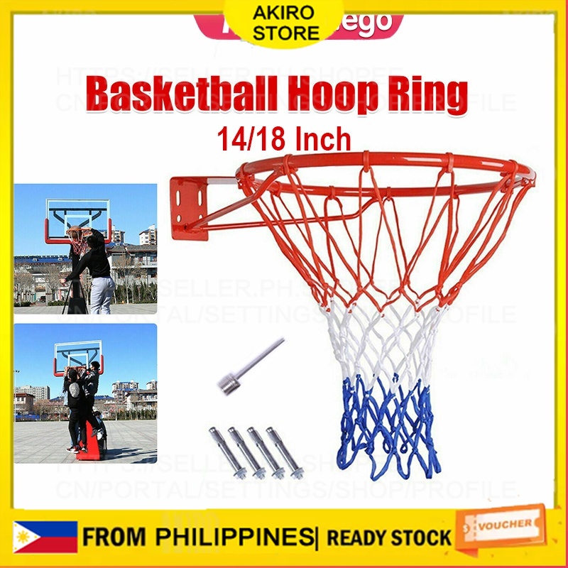 Basketball Rim 18 Inch Heavy Duty Basketball Hoop And Net Set Wall Mounted Indoor Outdoor 