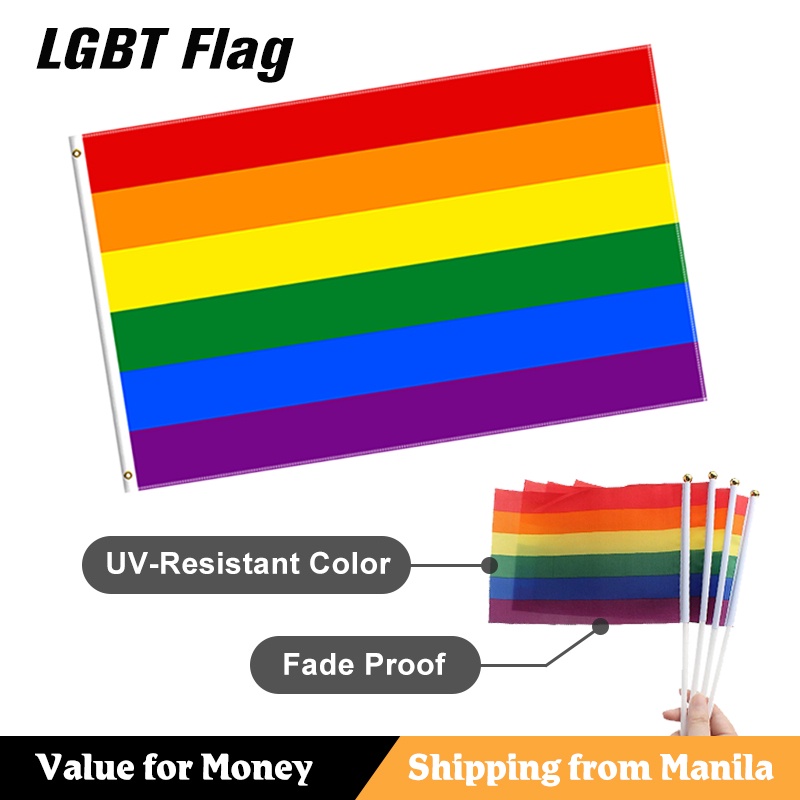 New 90x150cm Lgbt Rainbow Pride Flag 6 Stripes Vivid Color Uv Fade Resistant For Indoor Outdoor 9491