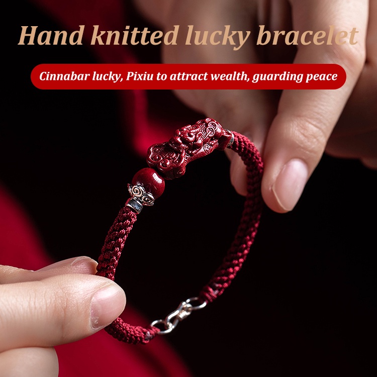 Hand-woven cinnabar Pixiu lucky bracelet