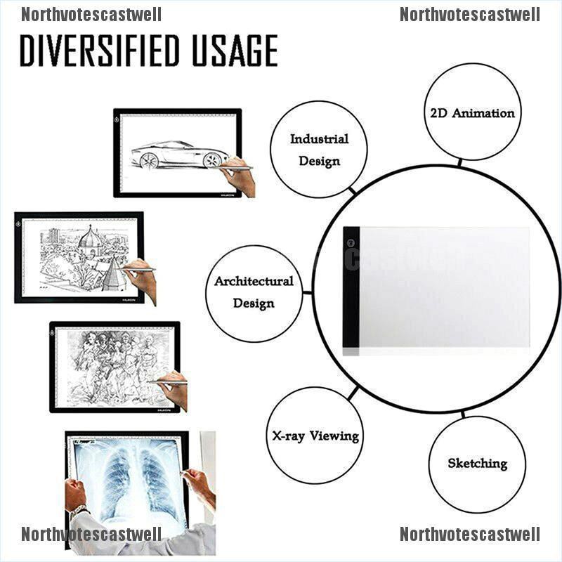Northvotescastwell Dimmable USB A4 LED Light Box Tracing Board Art Stencil Drawing Pattern Pa NVCW